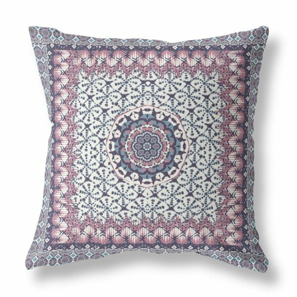 Homeroots 18 in. Holy Floral Indoor & Outdoor Throw Pillow Muted Pink & Grey 414626